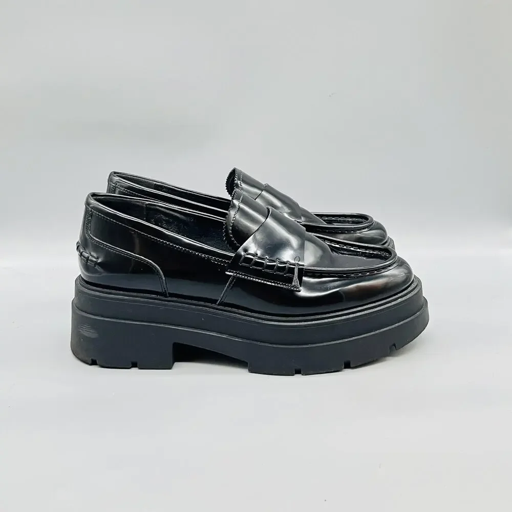 Steve Madden Shoes Women 10 Black Gaven Platform Loafer Lug Sole Slip On Comfort